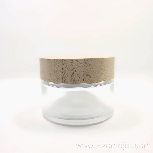 50 g bamboo lid clear round cream jar